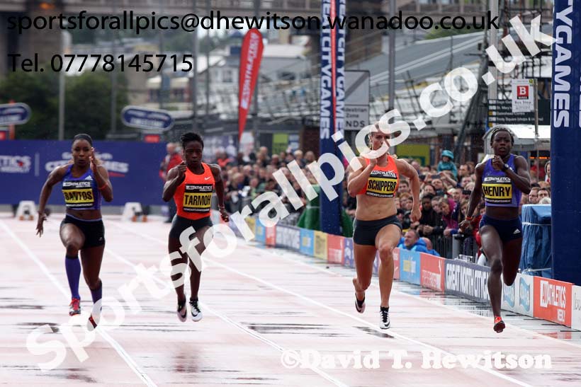 Dafne Schippers wins the 100 metres, Great North CityGames. Photo: David T. Hewitson/Sports for All Pics